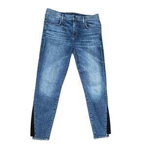 J Brand Jeans Alana Dark‎ Torrent Blue with Black Ankle Straight Size 30